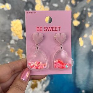 Be Sweet | Pink Confetti Heart Earrings